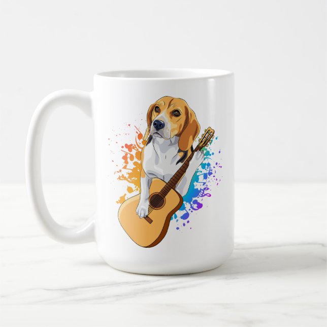 Beagle Hund spielen acoustic Gitarre Coffee Tasse (Links)