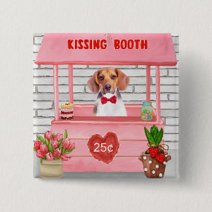 Beagle Hund Valentinstag Kissing-Stand Button