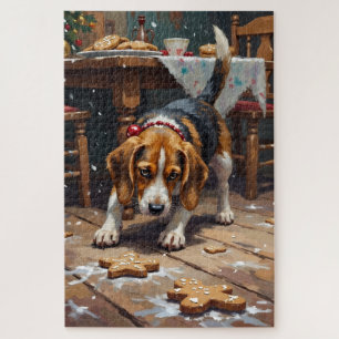 Beagle-Hund verfolgt Lebkuchen Weihnachts-Spaß Kun