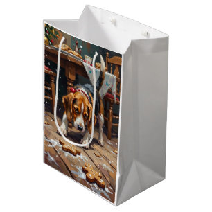 Beagle-Hund verfolgt Lebkuchen-Weihnachtsspaß Kuns Mittlere Geschenktüte