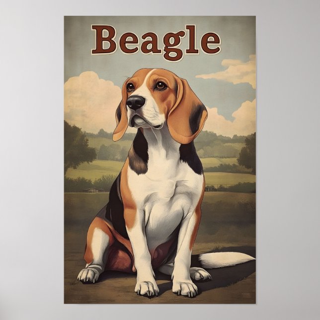 Beagle-Hund Vintage-Kunst Poster (Vorne)