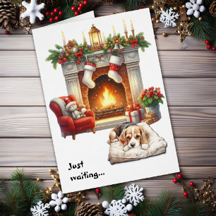 Beagle Hund wartet auf Weihnachten