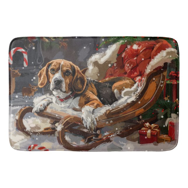 Beagle Hund Weihnachten Badematte (Vorderseite)