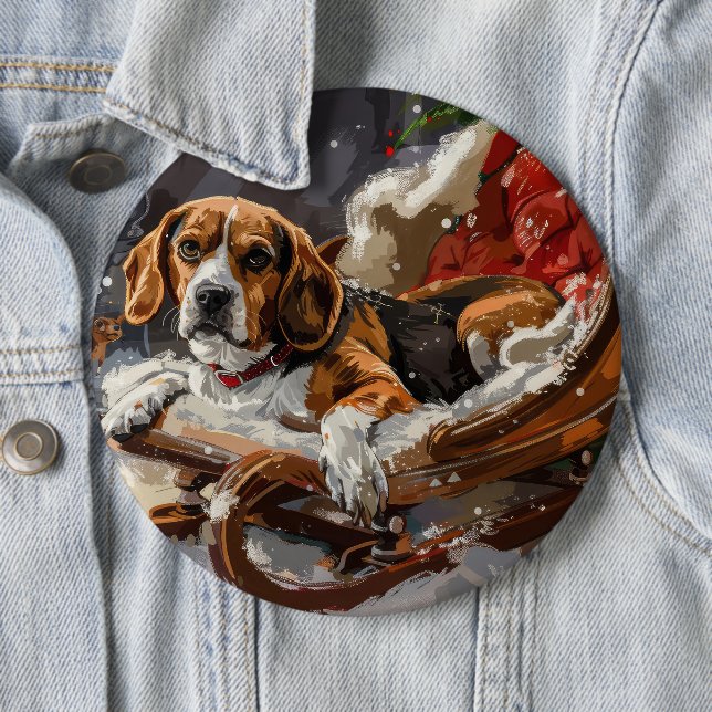 Beagle Hund Weihnachten Button (Beispiel)
