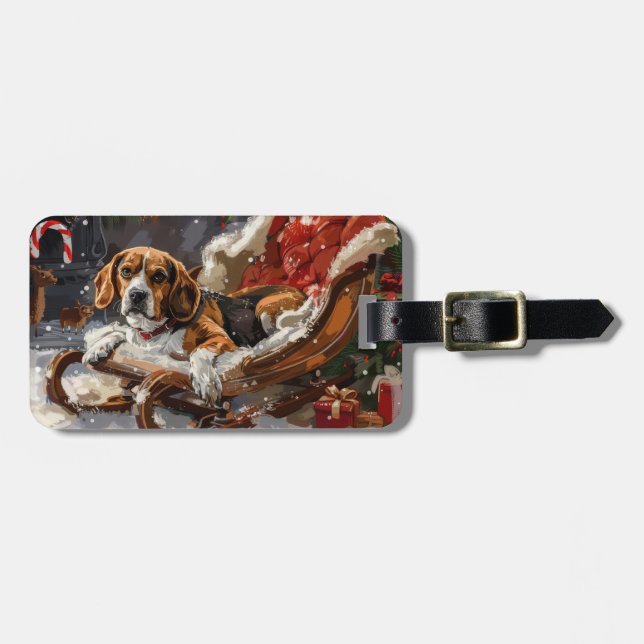 Beagle Hund Weihnachten Gepäckanhänger (Vorderseite horizontal)
