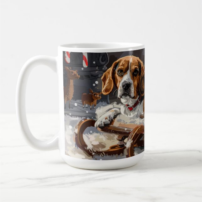Beagle Hund Weihnachten Kaffeetasse (Links)