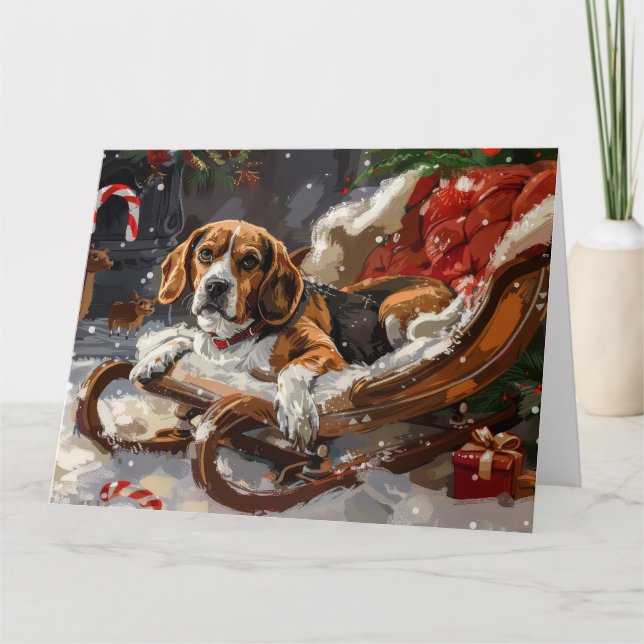 Beagle Hund Weihnachten Karte (Vorderseite)