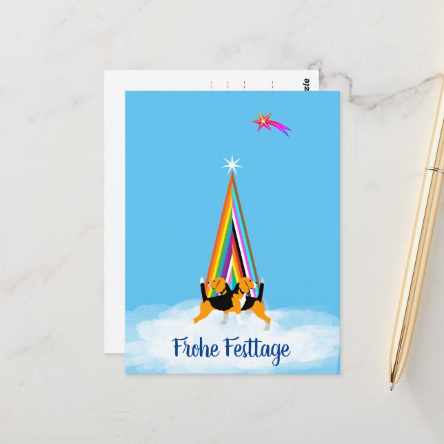 Beagle-Hund Weihnachten Postkarte (Vorderseite/Rückseite Beispiel)