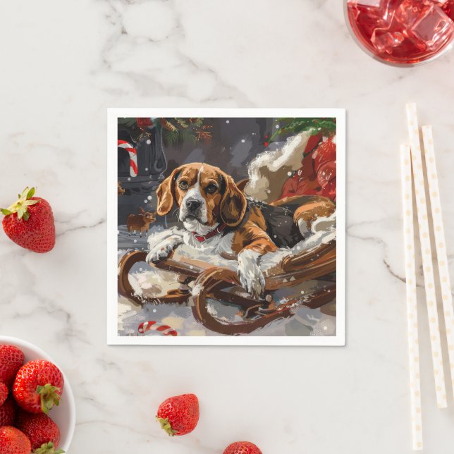 Beagle Hund Weihnachten Serviette (Beispiel)