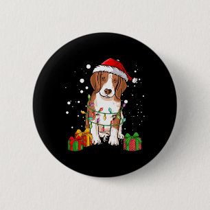 Beagle-Hund-Weihnachtsbaum-Lichter-Santa-Hund-Weih Button