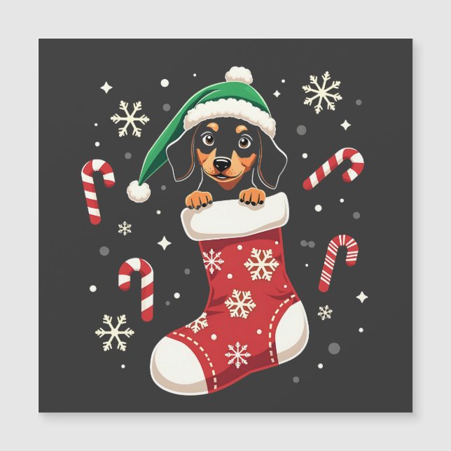 Beagle Hund Weihnachtsmannmütze Weihnachtsliebhabe Magnetkarte (Vorderseite)