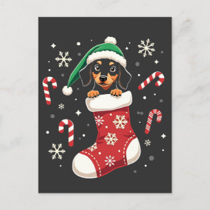 Beagle Hund Weihnachtsmannmütze Weihnachtsliebhabe Postkarte