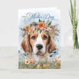 Beagle Hund Wildblume Muttertag Feiertagskarte