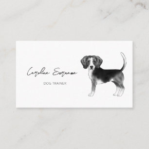Beagle Hund Zeichnend in Schwarz-Weiß Minimalistis Visitenkarte