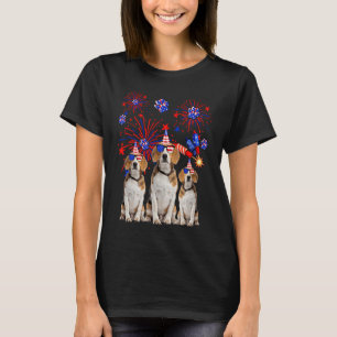 Beagle Hunde Amerikanische Flagge Happy 4. Juli T-Shirt