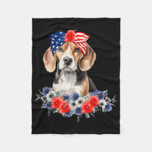 Beagle-Hunde-Bandana Amerikanische Flagge 4. Juli Fleecedecke