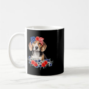 Beagle-Hunde-Bandana Amerikanische Flagge 4. Juli Kaffeetasse