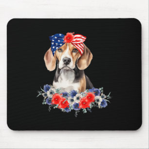 Beagle-Hunde-Bandana-Amerikanische-Flagge 4. Juli Mousepad