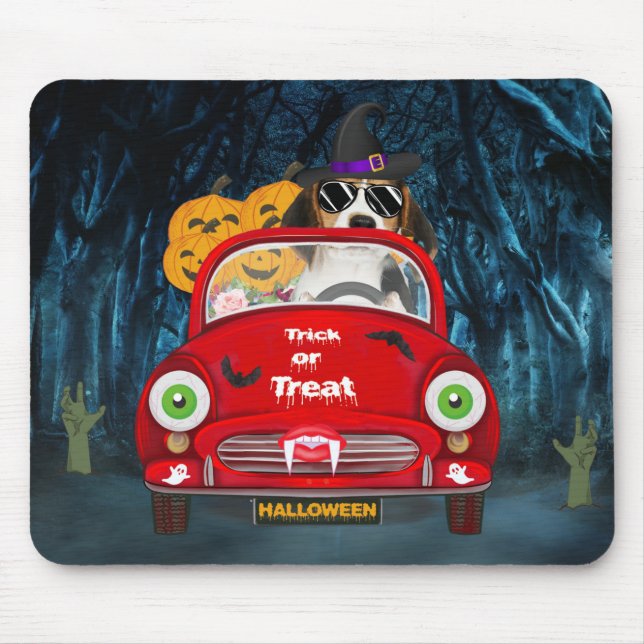 Beagle Hunde Beängstigendes Auto Mousepad (Vorne)