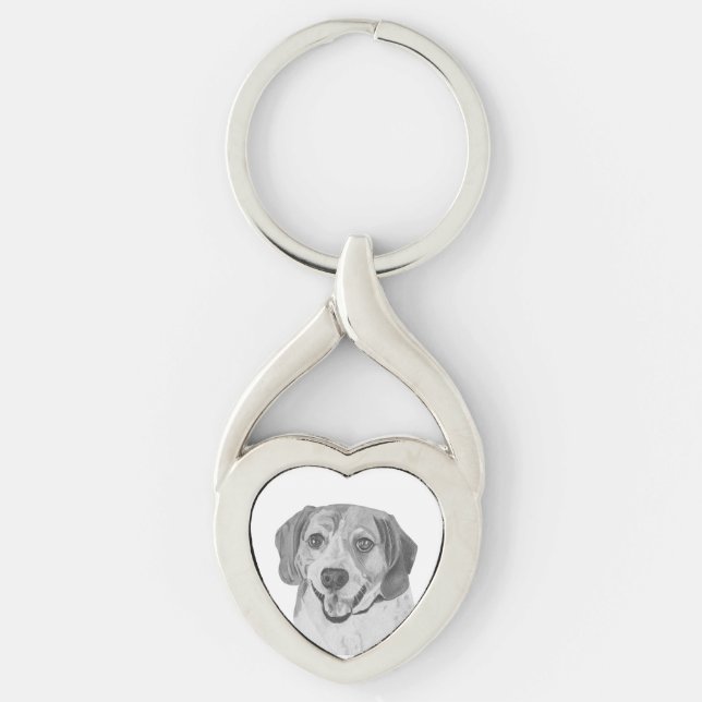 Beagle Hunde Herzkette Schlüsselanhänger (Vorderseite)