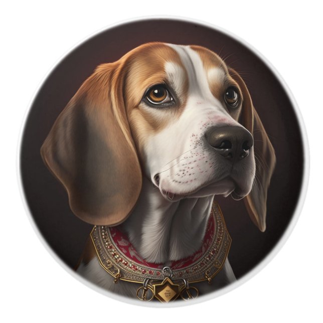 Beagle Hunde Keramikknauf (Vorderseite)