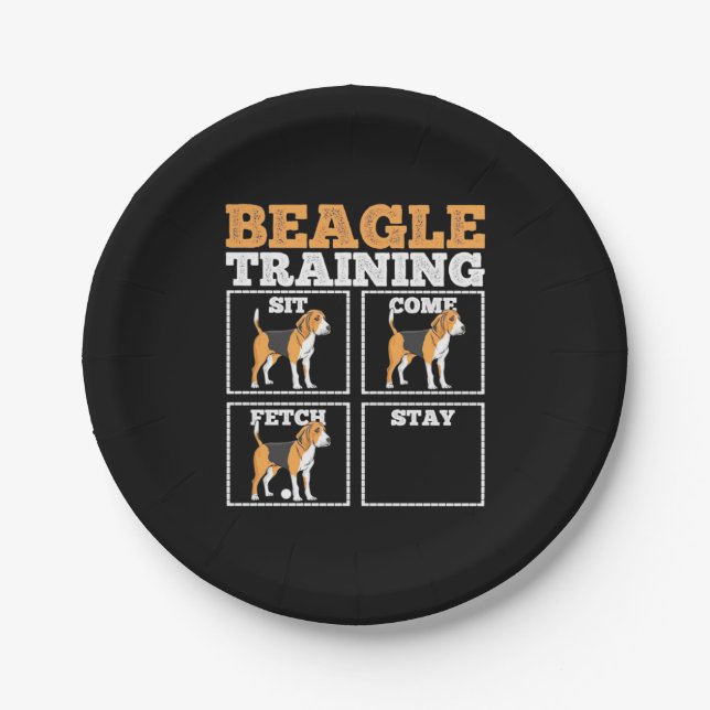 Beagle Hunde-Training Hund Pappteller (Vorderseite)