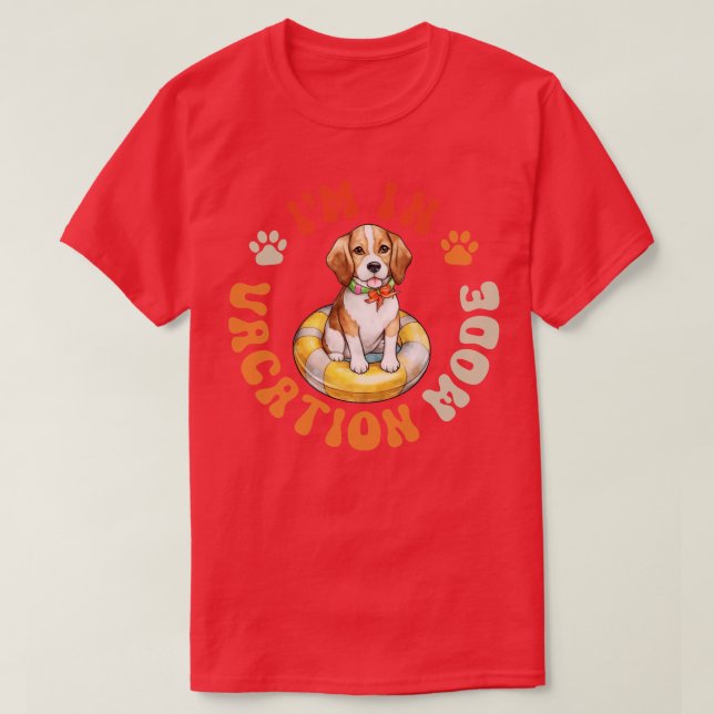 Beagle Hunde-Urlaubsmodus T-Shirt (Design vorne)