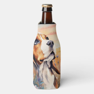 Beagle-Hundefreund mit Wildblumenwiese Flaschenkühler