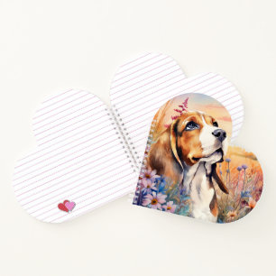 Beagle-Hundefreund mit Wildblumenwiese Notizbuch