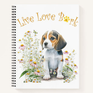 Beagle-Hundemama-Blumen Notizbuch