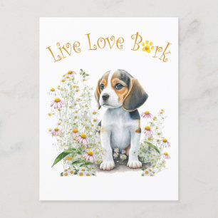 Beagle-Hundemama Blumen Postkarte