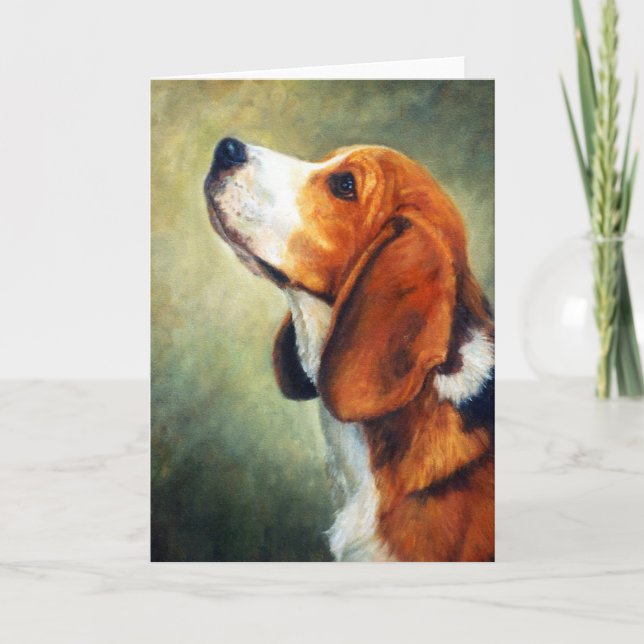 Beagle-Hundeporträt-Raum-Gruß-Karte Karte (Vorderseite)
