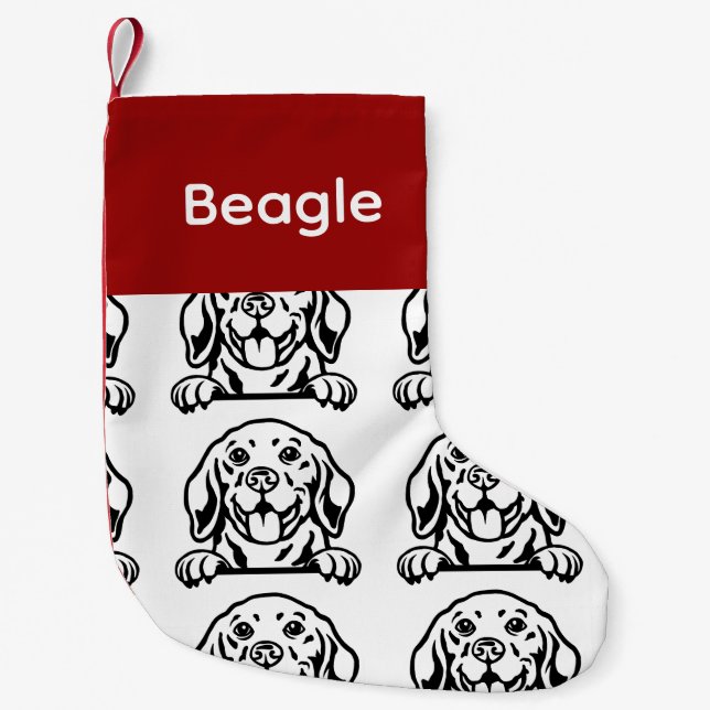 Beagle Hundsocken Maßgeschneiderte Hundesocken - P Kleiner Weihnachtsstrumpf (Vorderseite)
