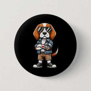 Beagle I Liebe Vater Funny Dog Tattoo Button