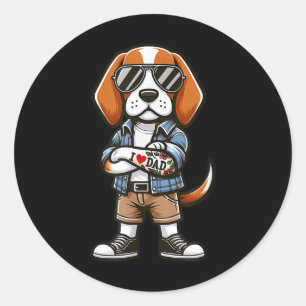 Beagle I Liebe Vater Funny Dog Tattoo Runder Aufkleber