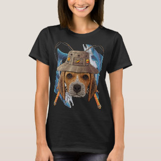 Beagle im Freien Fischer Dog Niedlich Fliegenfisch T-Shirt