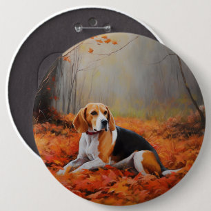 Beagle im Herbst Leaves Fall Inspiriert Button