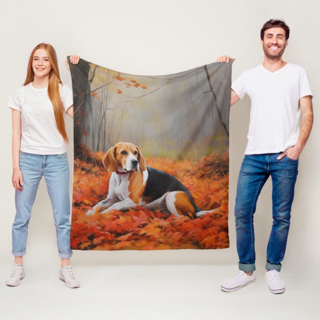Beagle im Herbst Leaves Fall Inspiriert Fleecedecke (Beispiel)