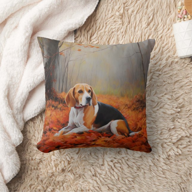 Beagle im Herbst Leaves Fall Inspiriert Kissen (Decke)