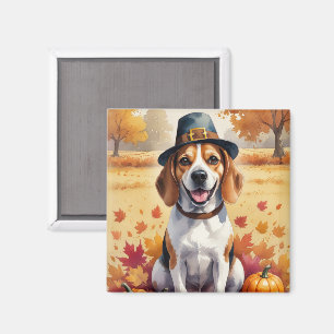 Beagle im Herbstlaub Thanksgiving Kunst Magnet
