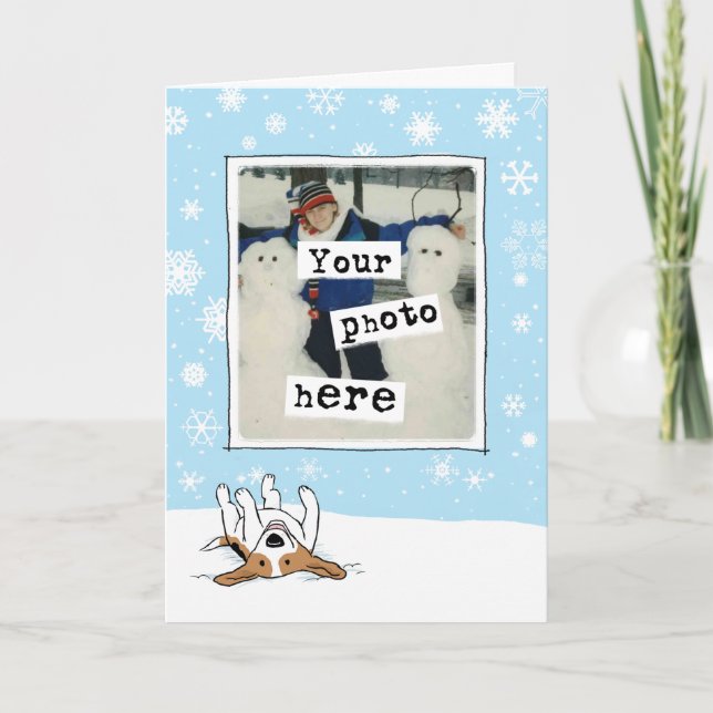 Beagle im Snow Holiday Foto Vorlage Hund Lover (Vorderseite)