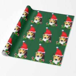Beagle in der Weihnachtsmannmütze Weihnachten Geschenkpapier