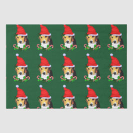 Beagle in der Weihnachtsmannmütze Weihnachten Seidenpapier