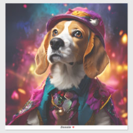 Beagle in einem rosa Hut Aufkleber