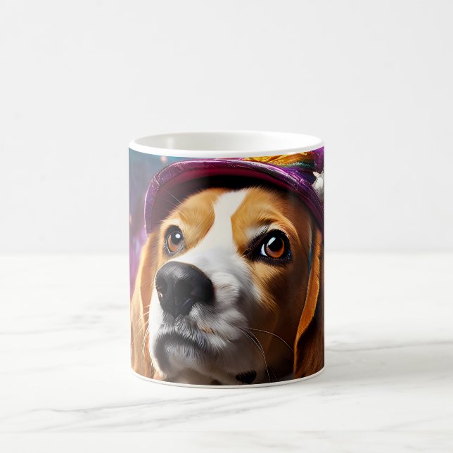Beagle in einem rosa Hut Kaffeetasse (Mittel)