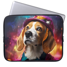 Beagle in einem rosa Hut Laptopschutzhülle