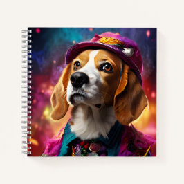 Beagle in einem rosa Hut Notizbuch
