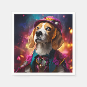 Beagle in einem rosa Hut Serviette