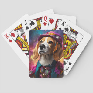 Beagle in einem rosa Hut Spielkarten