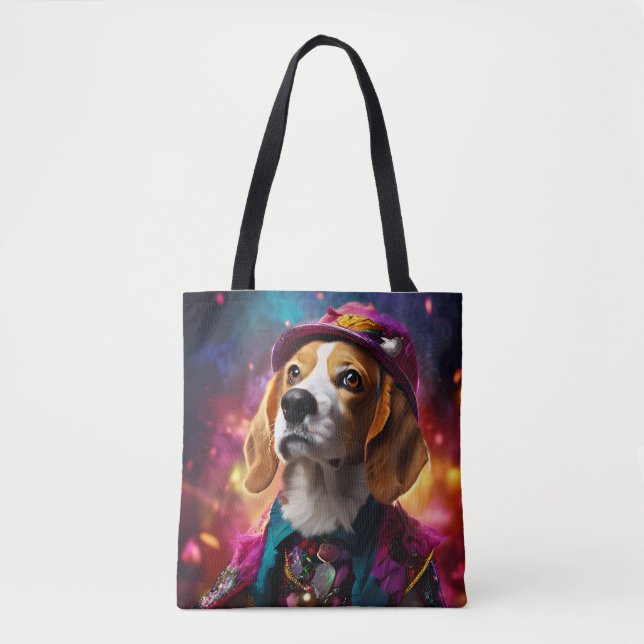 Beagle in einem rosa Hut Tasche (Vorderseite)